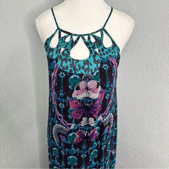 Custo Barcelona Vibrant Floral Maxi Dress in Teal and Magenta - Picture 2 of 10